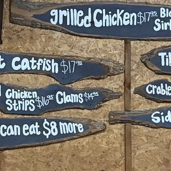 Shad's Catfish Hole - Menu on the wall - Seafood Near Me - Sallisaw, Oklahoma Shad's Catfish Hole - Menu on the wall - Seafood Near Me - Sallisaw, Oklahoma