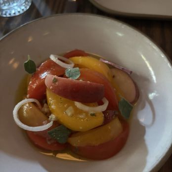 Huda - Heirloom tomatoes and peach salad - Arabic Near Me - Brooklyn, New York Huda - Heirloom tomatoes and peach salad - Arabic Near Me - Brooklyn, New York