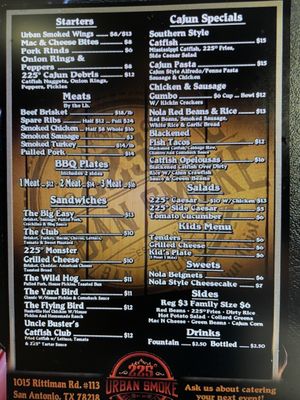 Menu photo 2 225 Urban Smoke San Antonio, TX Menu photo 2 225 Urban Smoke San Antonio, TX