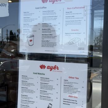 Ayer Coffee - Menu July 2026 - Coffee & Tea Near Me - Tustin, California