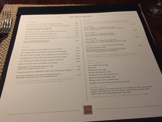 Menu photo 2 One Square Edinburgh, EDH