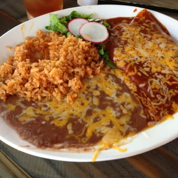 Isabel's Amor - Cheese enchilada with refried beans - Mexican Near Me - Gilbert, Arizona Isabel's Amor - Cheese enchilada with refried beans - Mexican Near Me - Gilbert, Arizona