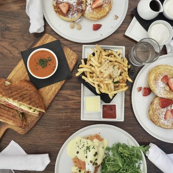 Ysabel - Eggs Benedict (Salmon), Panini with Tomato Soup, Pancakes - New American Near Me - West Hollywood, California