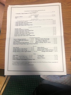 Menu photo 1 Vera's Diner Vanceboro, NC