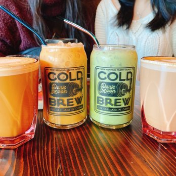 Dark Moon Coffee Roasters - Hot and Iced Salted Caramel Lattes and a Iced Matcha Latte - Coffee Roasteries Near Me - Henderson, Nevada