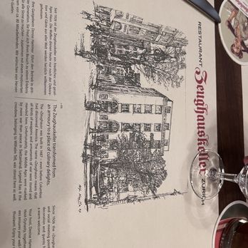 Zeughauskeller - Place setting and inside and outside of the restaurant - Swiss Food Near Me - Zürich, ZH Zeughauskeller - Place setting and inside and outside of the restaurant - Swiss Food Near Me - Zürich, ZH