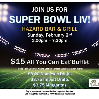The Hazard Bar and Grill - Join our Super Bowl 2020 Party! - Bars Near Me - Downey, California The Hazard Bar and Grill - Join our Super Bowl 2020 Party! - Bars Near Me - Downey, California
