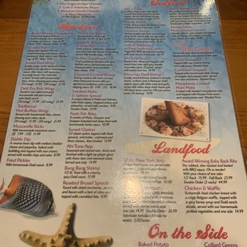 Sunset Grille - Menu - Seafood Near Me - Saint Augustine, Florida