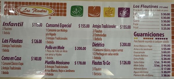 Menu photo 1 Las Flautas Guadalajara, JAL