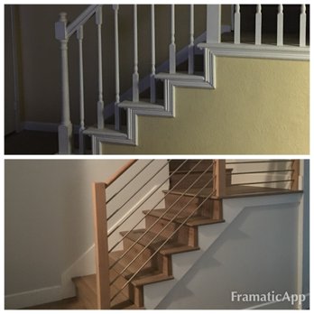 Modern Creations - Stairs - BEFORE/AFTER (stairs by Modern Creations; railing by subcontractor) - General Contractors Near Me Modern Creations - Stairs - BEFORE/AFTER (stairs by Modern Creations; railing by subcontractor) - General Contractors Near Me