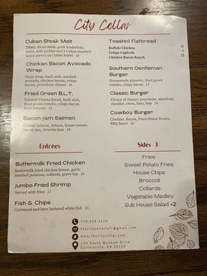 Menu photo 2 City Cellar and Loft Cartersville, GA Menu photo 2 City Cellar and Loft Cartersville, GA
