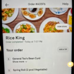 Rice King Chinese Restaurant - Actual order from Uber eats