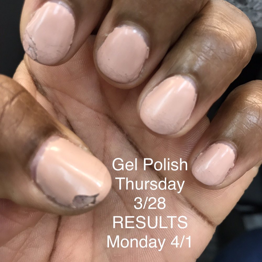 3 days later results...can you see the polish all on the edges but again she said she was happy! 3 days later results...can you see the polish all on the edges but again she said she was happy!