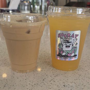 Hooray Coffee - Cherry Almond Latte w/ Oatmilk, Mango Lemonade - Coffee & Tea Near Me - Redlands, California