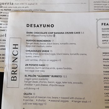 Zona Rosa - Menu 1/21/23 - Mexican Near Me - San Jose, California