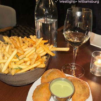 Westlight - Spiced Chicken Empanadas Crispy Herb Fries - Tapas/Small Plates Near Me - Brooklyn, New York Westlight - Spiced Chicken Empanadas Crispy Herb Fries - Tapas/Small Plates Near Me - Brooklyn, New York