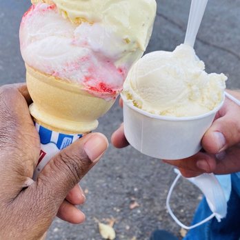 Applegate Farm Ice Cream - Strawberry Shortcake and Butterpeacan  on a cone for me and Vanilla chip for The Hubs - Ice Cream & Frozen Yogurt Near Me - Montclair, New Jersey
