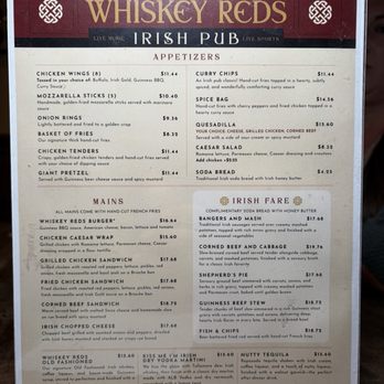Whiskey Reds - Dinner menu - Sports Bars Near Me - East Meadow, New York Whiskey Reds - Dinner menu - Sports Bars Near Me - East Meadow, New York