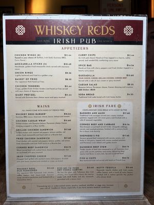 Menu photo 1 Whiskey Reds East Meadow, NY Menu photo 1 Whiskey Reds East Meadow, NY
