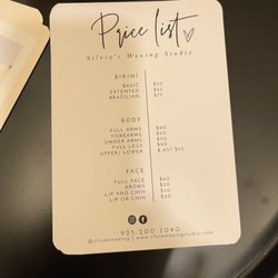 Silvia's Waxing Studio - Partial Price list