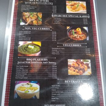 Bawarchee - Menu - Pakistani Near Me - Ottawa, Ontario