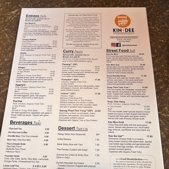 Kin Dee Bothell - Menu - Thai Near Me - Bothell, Washington