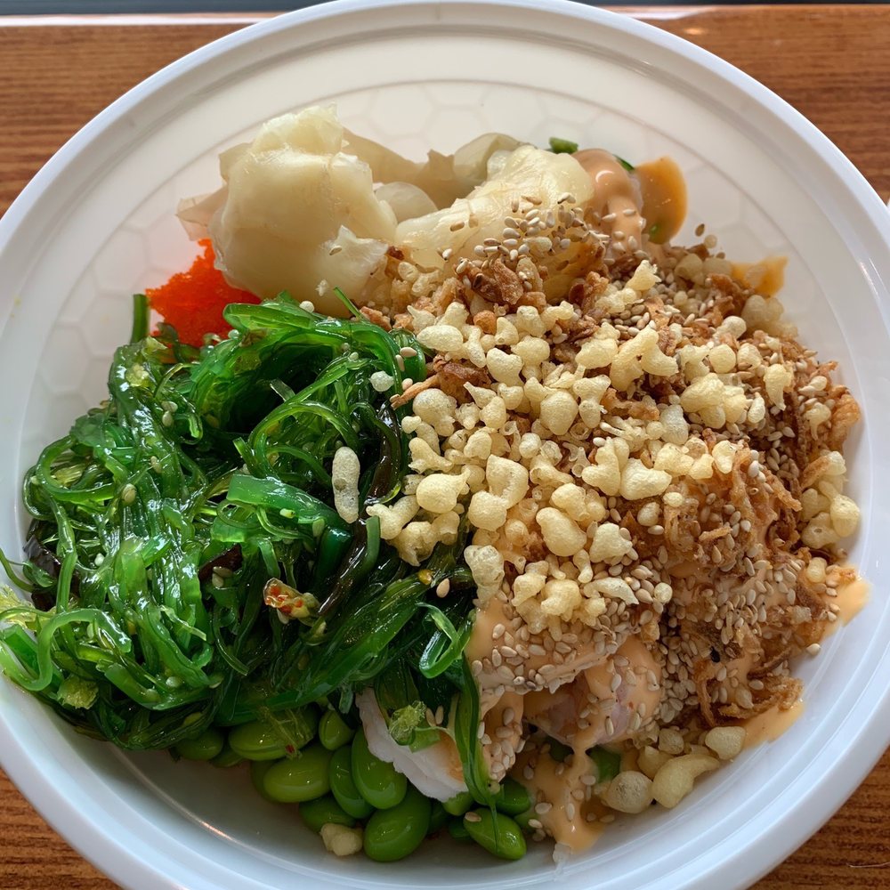Hello Poke Bowl - This is the Aloha Bowl with crunch toppings - Sushi Bars Near Me - Augusta, Georgia Hello Poke Bowl - This is the Aloha Bowl with crunch toppings - Sushi Bars Near Me - Augusta, Georgia