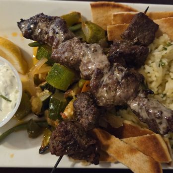 Samos Restaurant - Steak Souvlaki Platter - Greek Near Me - Baltimore, Maryland