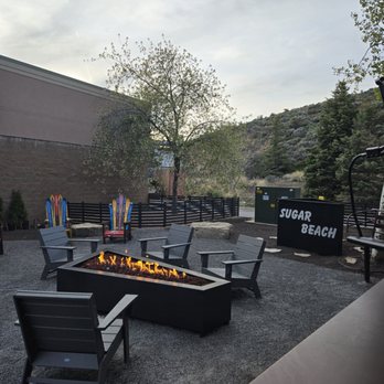 Wasatch Bagel and Grill - Sugar Beach outside their restaurant is such a vibe! - Sandwiches Near Me - Park City, Utah