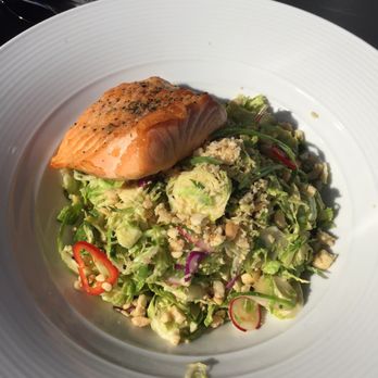 Porter Kitchen & Deck - Shaved Brussels sprout salad with salmon! - New American Near Me - Chicago, Illinois