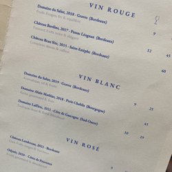 The Wine Bar - Wine List