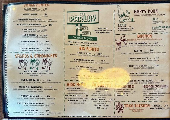 Menu photo 4 The Parlay Wailuku, HI
