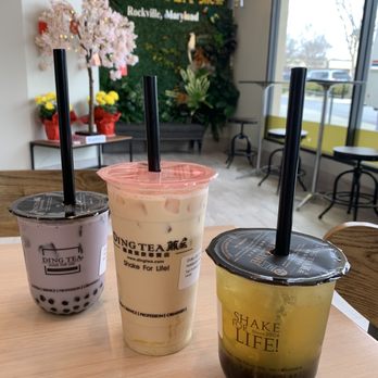 Ding Cafe - Taro, Hokkaido Oolong, and Lychee green tea (left to right) - Coffee & Tea Near Me - Rockville, Maryland