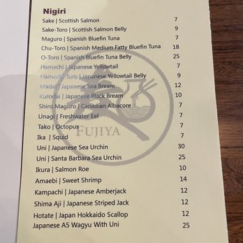 Fujiya - Nigiri Menu - Japanese Near Me - Elk Grove, California Fujiya - Nigiri Menu - Japanese Near Me - Elk Grove, California