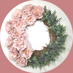 Seasons By Rosalba - Gorgeous Dual Rose and Eucalyptus Wreath at Seasons By Rosalba in Laredo, Texas.