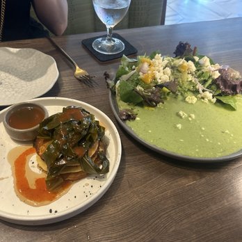 Auburn Angel - Hoecake and greens, house salad - Bars Near Me - Atlanta, Georgia Auburn Angel - Hoecake and greens, house salad - Bars Near Me - Atlanta, Georgia