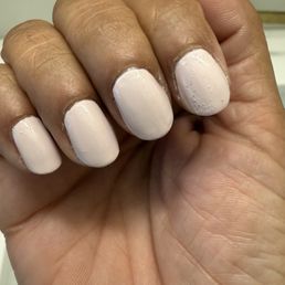 Messy nails, not well trimmed cuticles, not almond shaped