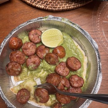 Cali Tajadas - Arepa con Chorizo y Guacamole, does this look like it's worth $15? Disgusting - Colombian Near Me - Bay Ridge, New York