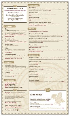 Menu photo 1 Leonardo's Pizzeria Vancouver, WA Menu photo 1 Leonardo's Pizzeria Vancouver, WA
