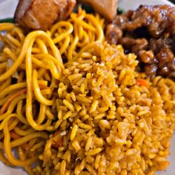 Joy Luck Buffet - Fried rice, lo mein, potatoes, green beans, general tso's chicken