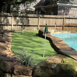 Next View Landscaping Services - Check out this putting green we installed in The Woodlands, TX! Perfect for golf lovers or anyone wanting a low-maintenance lawn upgrade.