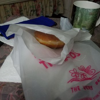 Mr Good's Donuts - My find of deliciousness! As well as my souvenir mug of icy cold milk.  Plus,  my blue covid mask. - Donuts Near Me - Alhambra, California