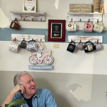 The Donut Chain - Ceramic mugs that belong to their regular customers, this gentleman being a regular:) - Donuts Near Me - Placentia, California