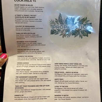 Propagation - Cocktail menu - Cocktail Bars Near Me - San Francisco, California