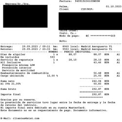 Sixt - Final invoice