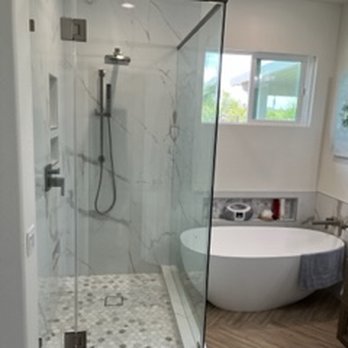 Shower Royale - Albert returned the very next day to install the handle on the door so we can use it today.  So excited to get back in this bathroom! - Glass & Mirrors Near Me