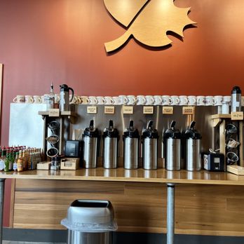 Maple Street Biscuit Company - Coffee and hot sauce station. - Breakfast & Brunch Near Me - Winter Garden, Florida Maple Street Biscuit Company - Coffee and hot sauce station. - Breakfast & Brunch Near Me - Winter Garden, Florida