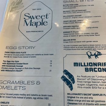 Sweet Maple - Menu - Breakfast & Brunch Near Me - Cupertino, California