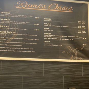 Rumi's Oasis - Board menu Mar 2022 - Bakeries Near Me - Elk Grove, California