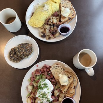 The Watershed Cafe - Delicious breakfast!  Harvest omelette and wild rice pattys. - Comfort Food Near Me - Osceola, Wisconsin